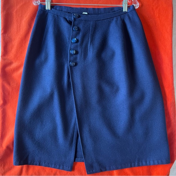 Gorgeous Vintage Mod wool 60s skirt wrap around fully lined sz med button front - Picture 3 of 10